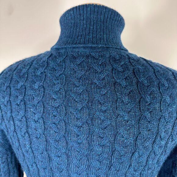 Scapa Of Scotland 100% Baby Alpaca Blue Sweater Women's Sz M Turtle Neck Peru - Picture 9 of 13
